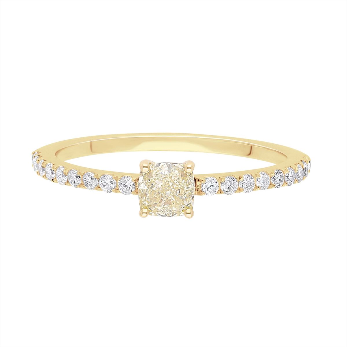 Eksklusiv solitaire pavé ring, 18 kt. guld eller Hvidguld, med 0.41 ct Fancy Yellow diamant - 50