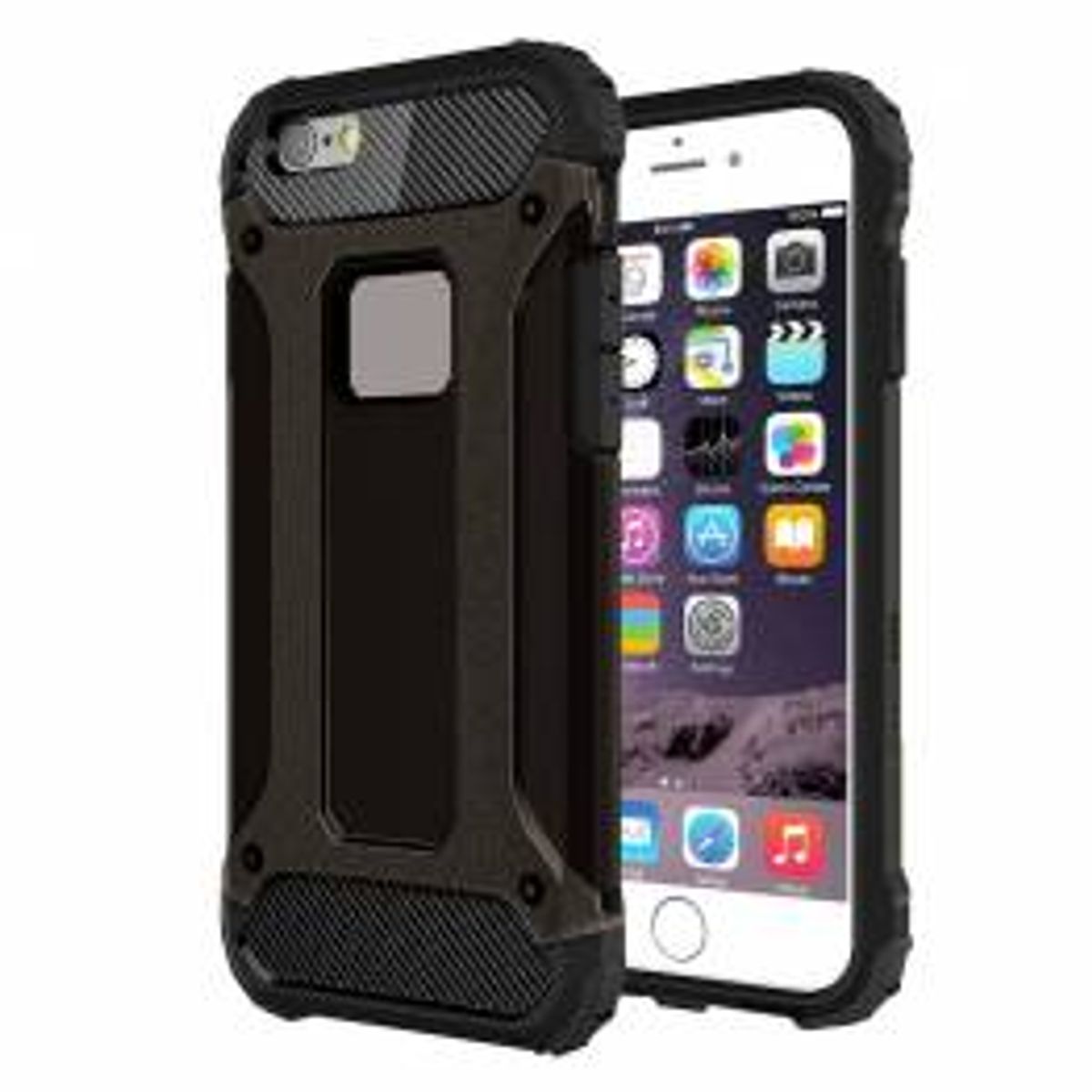 Ekstra beskyttende cover til iPhone 6/6s, 7, 8 og SE 2020-2022, iPhone iPhone 6/6s, Farve Sort