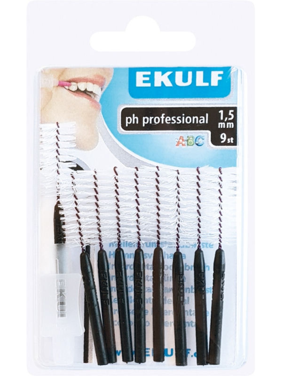 Ekulf interdental toothbrush ph professional ISO 8 1.5mm 9 stk.