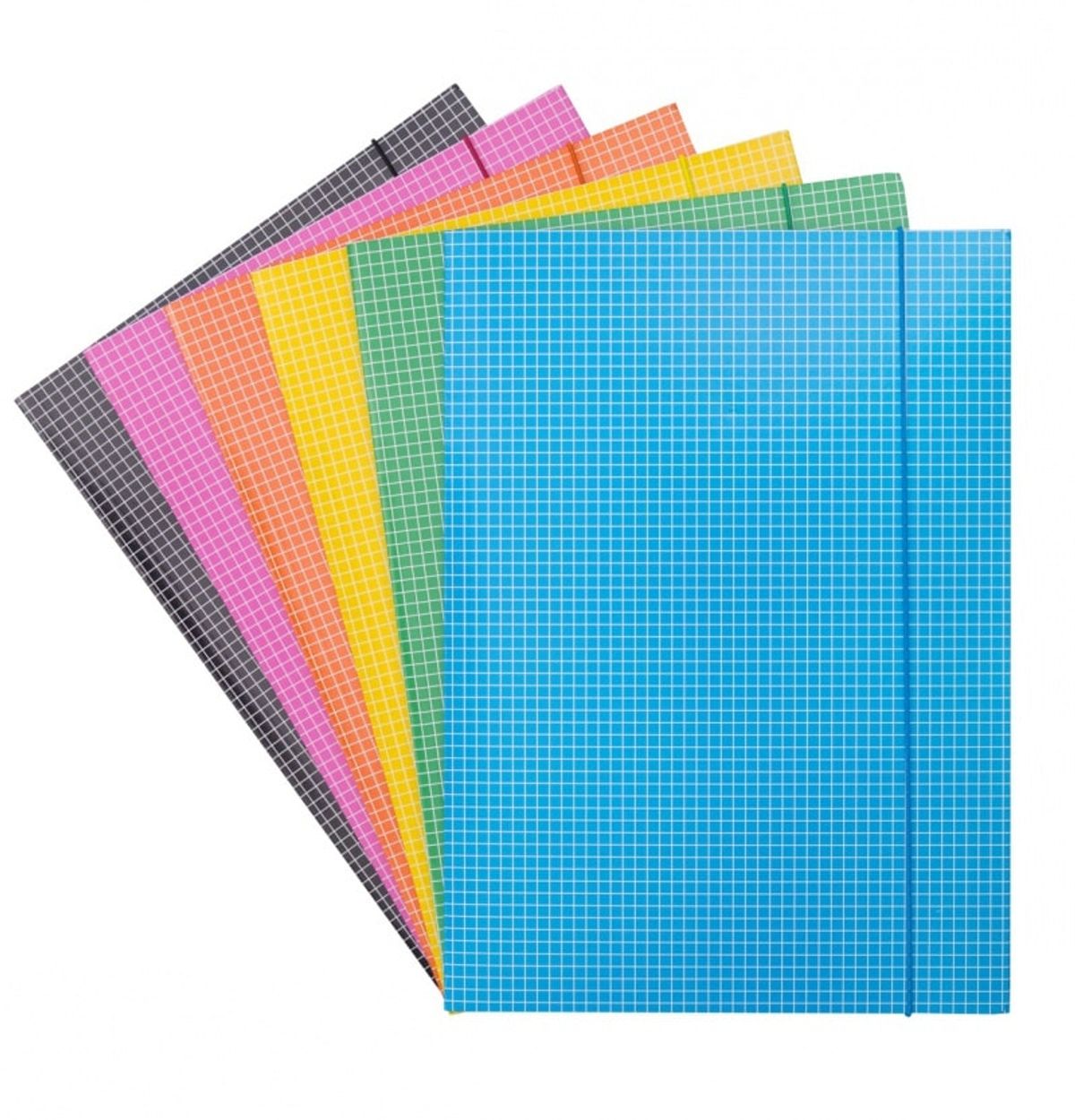 Elastisk mappe A4 400gsm 3 flapper assorterede farver.