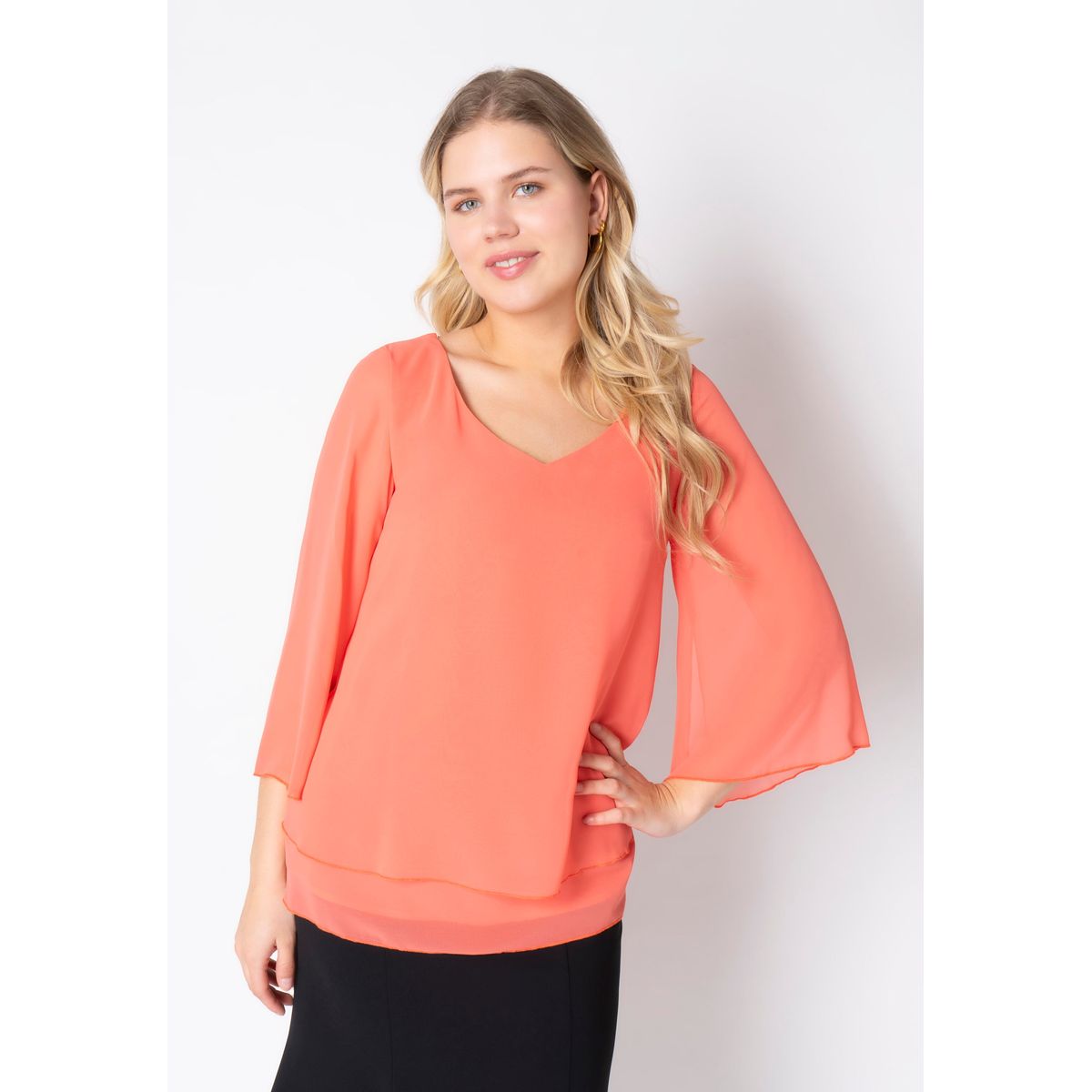 Elcamma - Coral Red - Bluse - 40