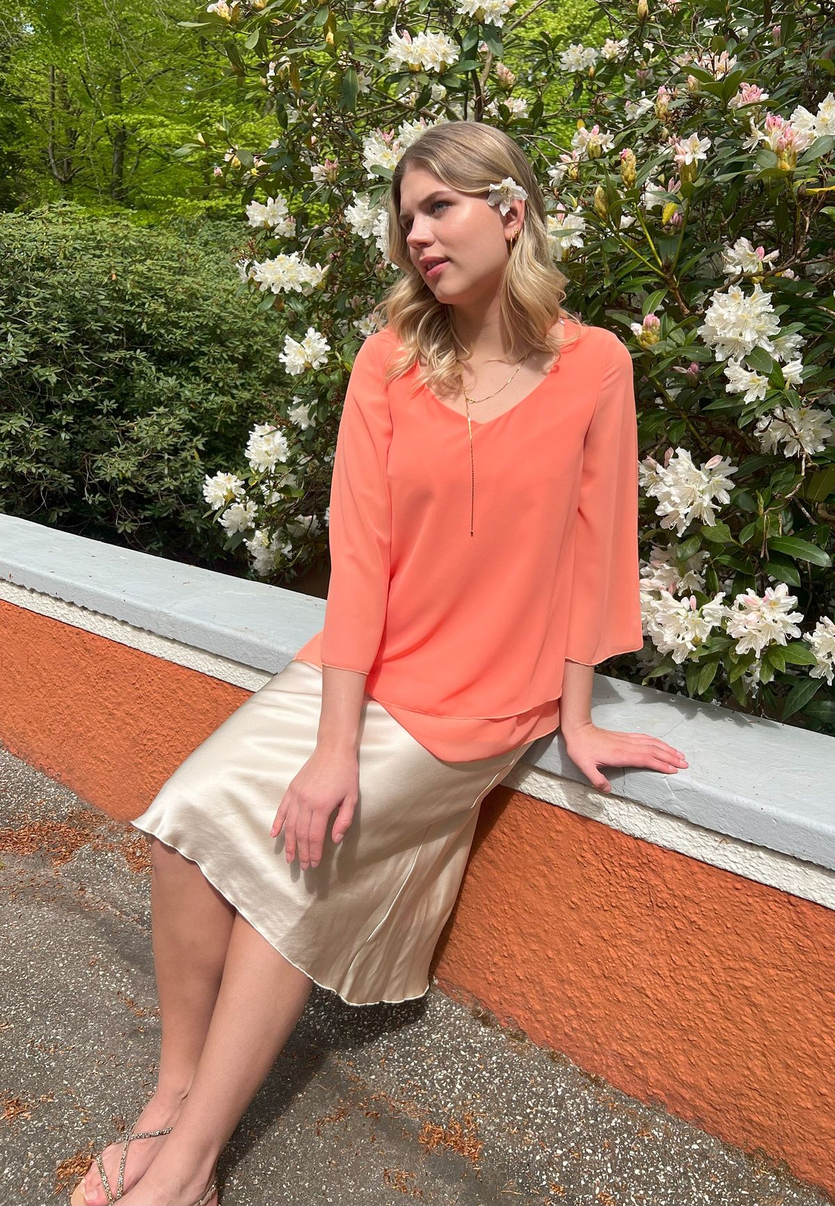 Elcamma - Pale Mandarin Orange - Bluse - 42