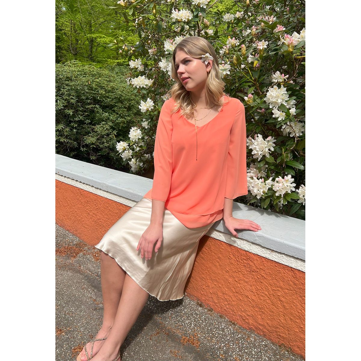 Elcamma - Pale Mandarin Orange - Bluse - 46