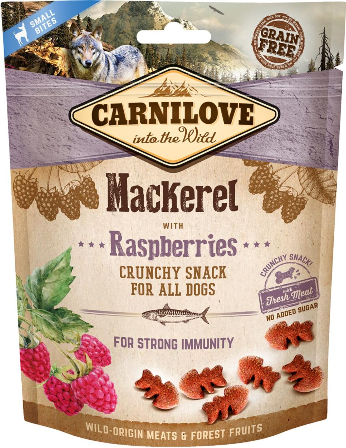 Eldorado - Carnilove Crunchy Snack Makrel & Hindbær 200g - Hundegodbidder