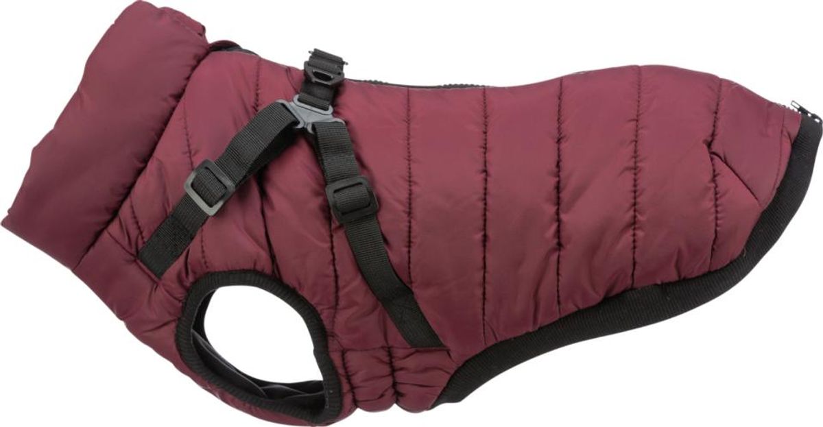 Eldorado - Trixie Pirou vinterjakke med hundesele, Farve: Bordeaux - S: ryg: 33 cm, mave: 46-50 cm, hals: op til 36 cm - Pet Apparel - Polyester","Fleece