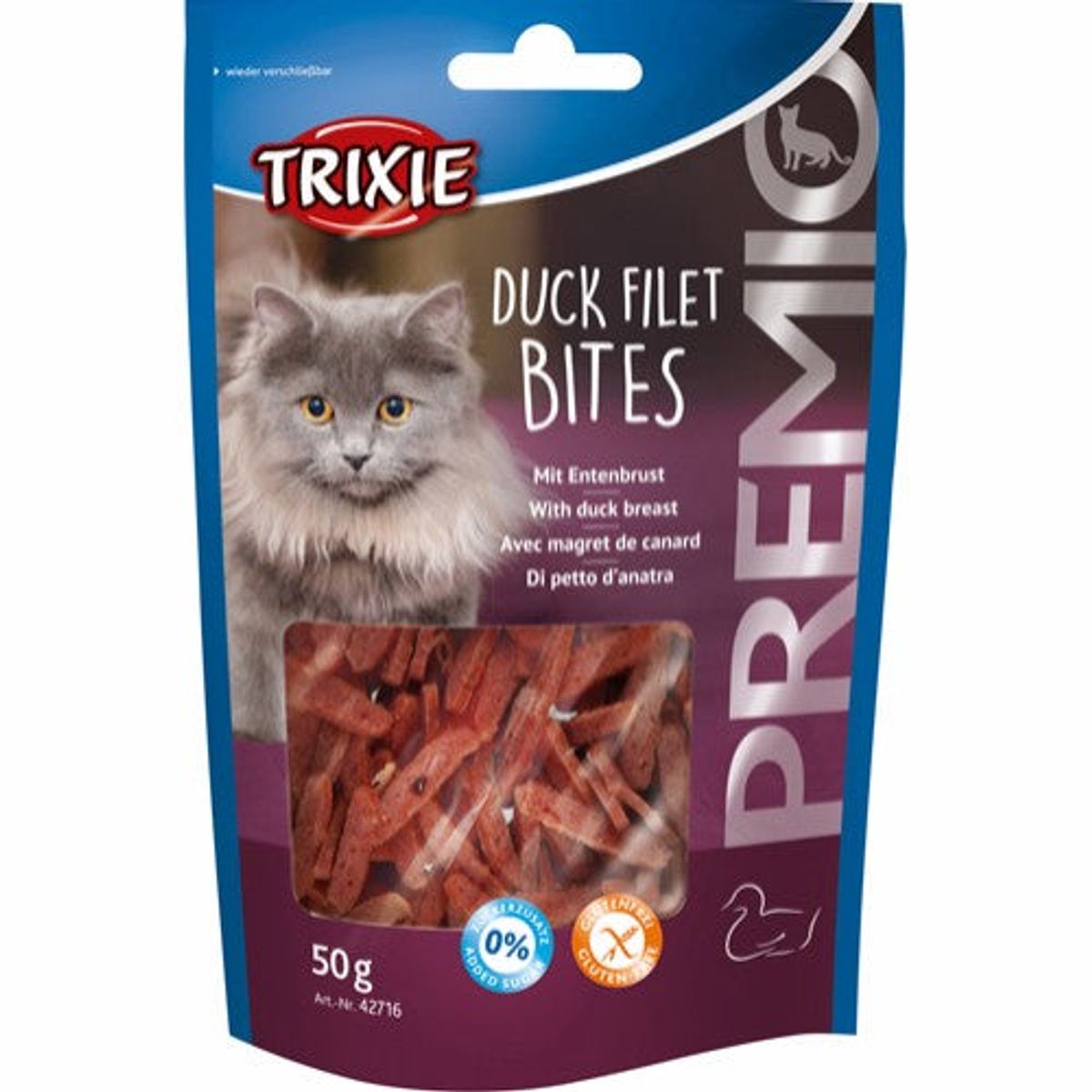 Eldorado - Trixie Premio Katte Snack Godbidder Ande Filet Bidder - 50g - Kattegodbider