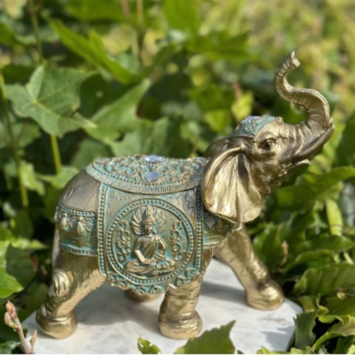 Elefant - Guld / tyrkis - Dyr figurer - GodKarmaShop