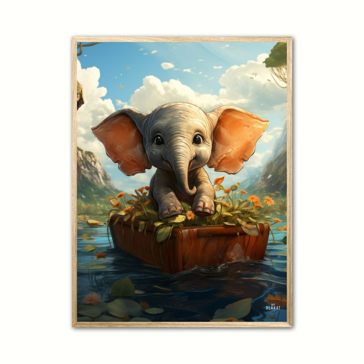 Elefant i bd - Fantasi plakat 21 x 29,7 cm (A4)