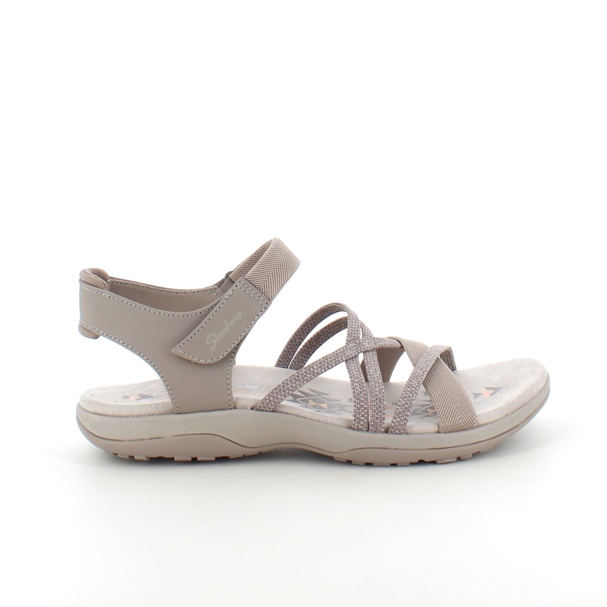 Elegant beige sandal fra Skechers med elastikremme - 36