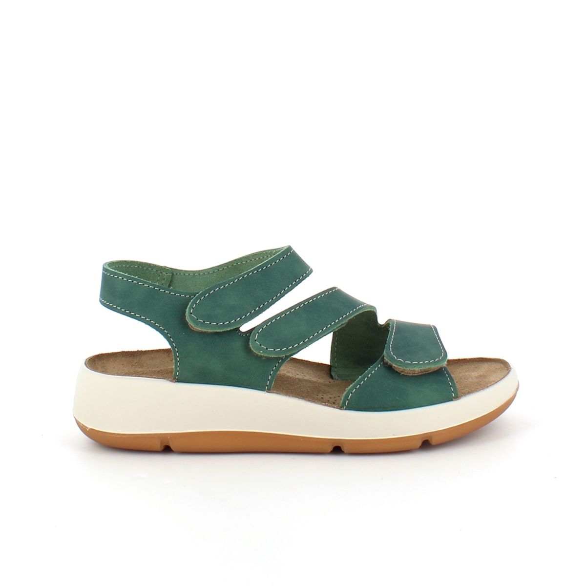 Elegant grøn skindsandal med justerbare remme - 38