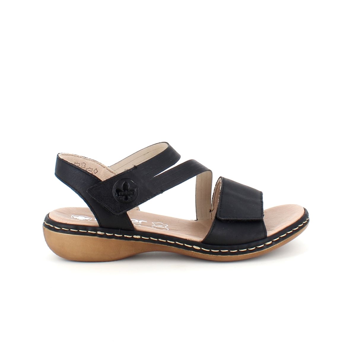 Elegant sort Rieker sandal med blød indersål - 37