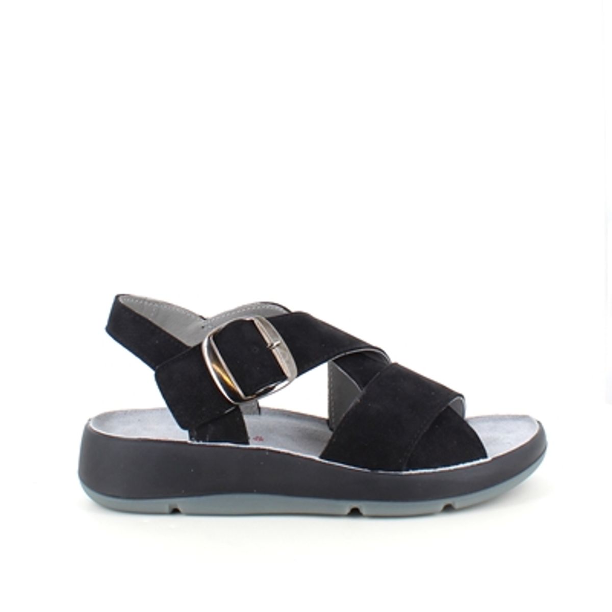 Elegant sort sandal i skind med svangstøtte - 38