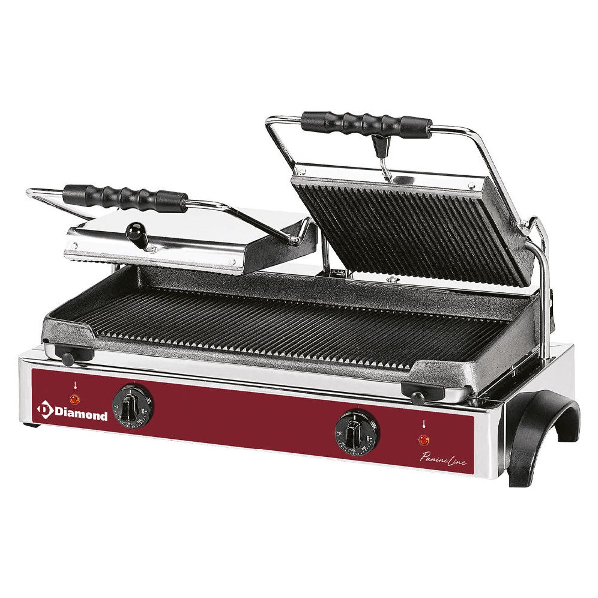 Elektrisk panini grill DOBBELT, ribbede plader