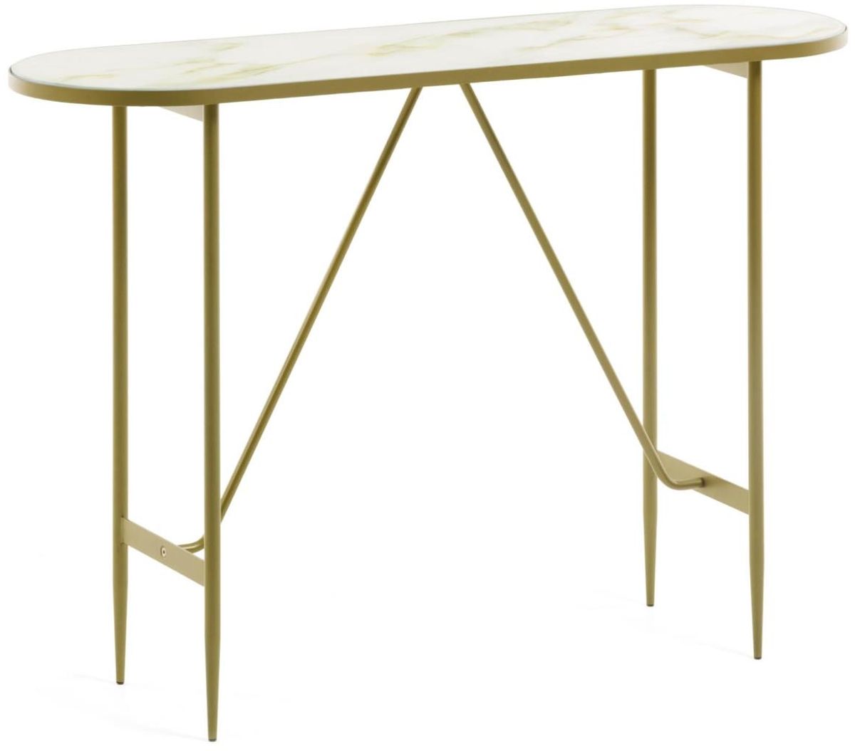 Elisenda, Konsolbord, guld/hvid, H76x110x35 cm, glas