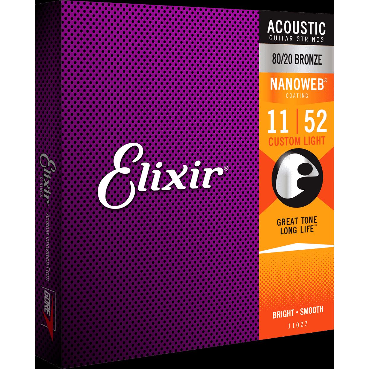 Elixir Nanoweb Bronze 80/20 Guitarstrenge (Custom Light, 11-52)