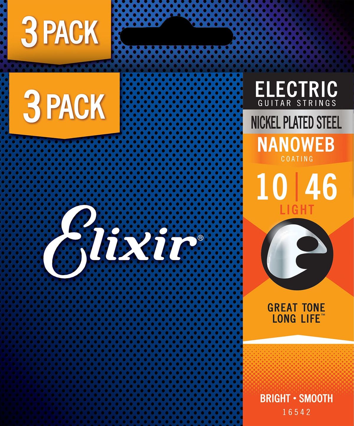 Elixir Nanoweb - El-guitar strenge 010-046 Light - 3 Pack