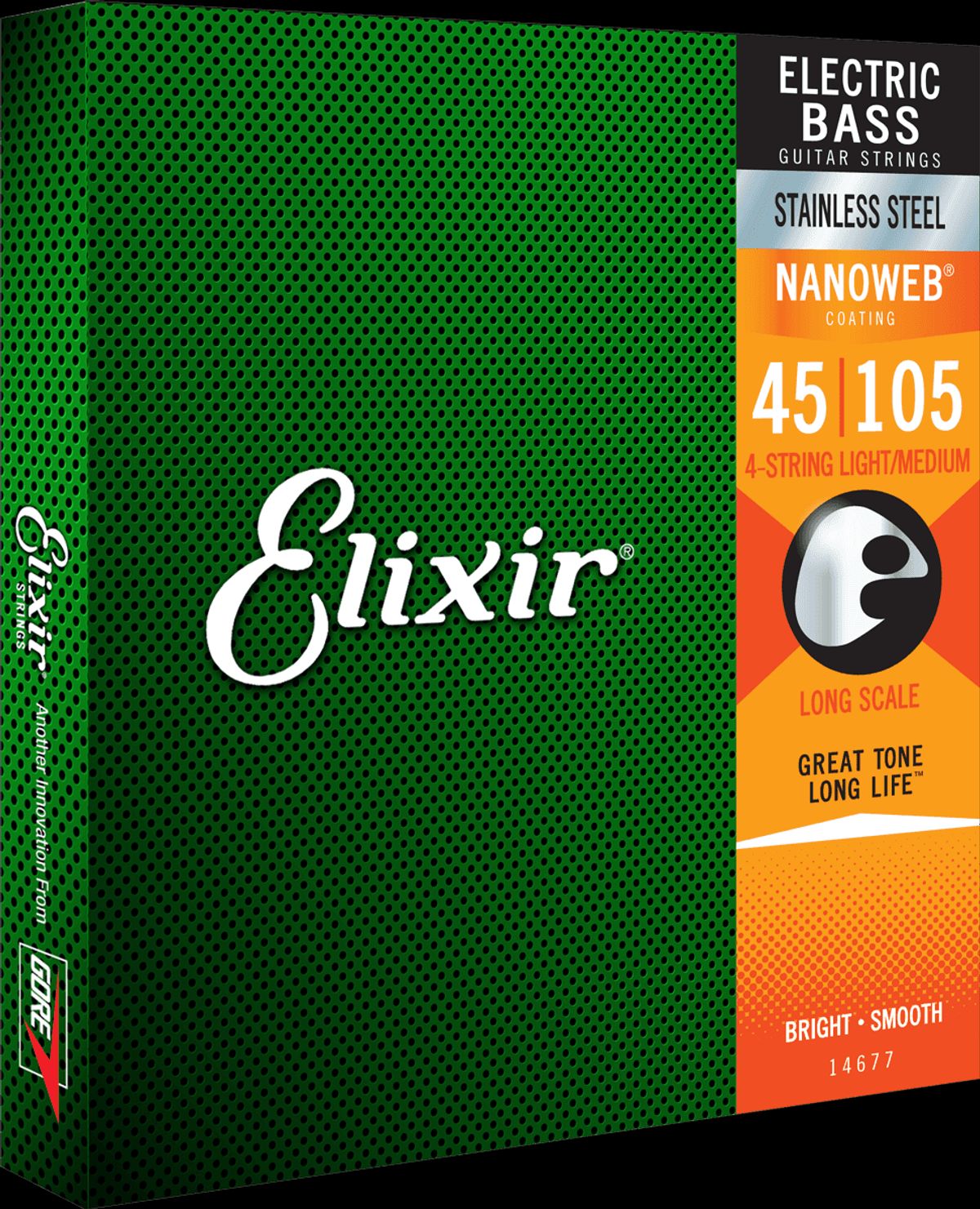 Elixir Nanoweb Stainless Steel Basstrenge (Medium, 4c, 45-105)