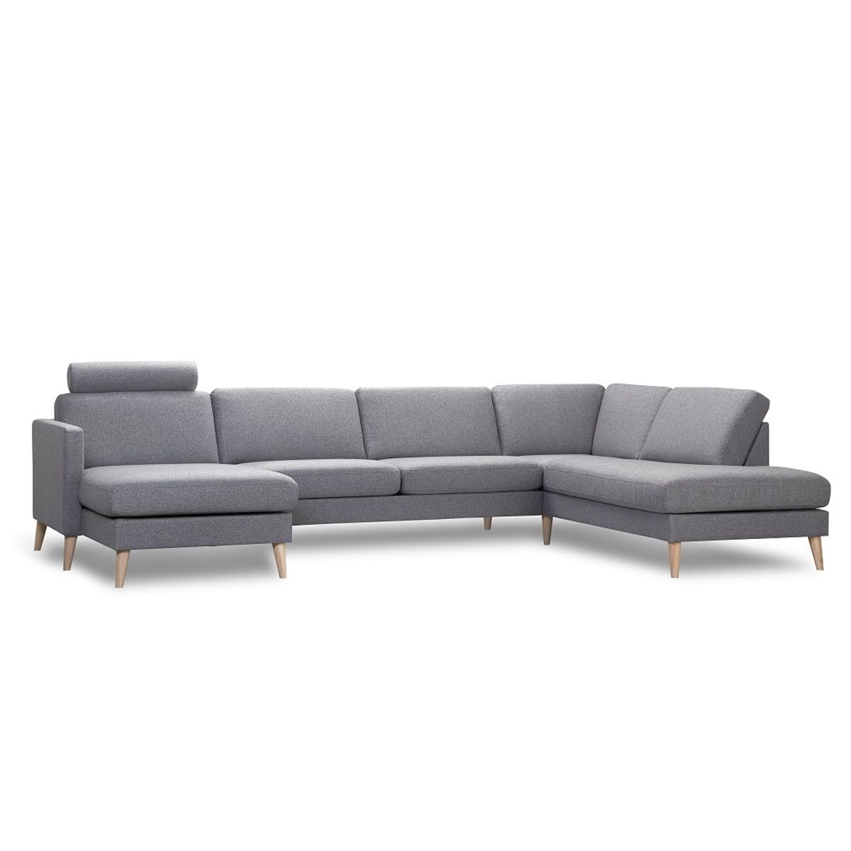 Elm U-sofa m/open-end - stof/læder - hurtig levering