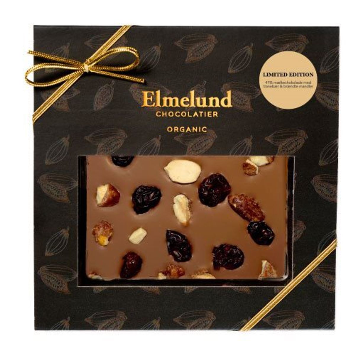 Elmelund Mælkechokolade m. brændte mandler & tranebær Ø Limited Edition, 80g