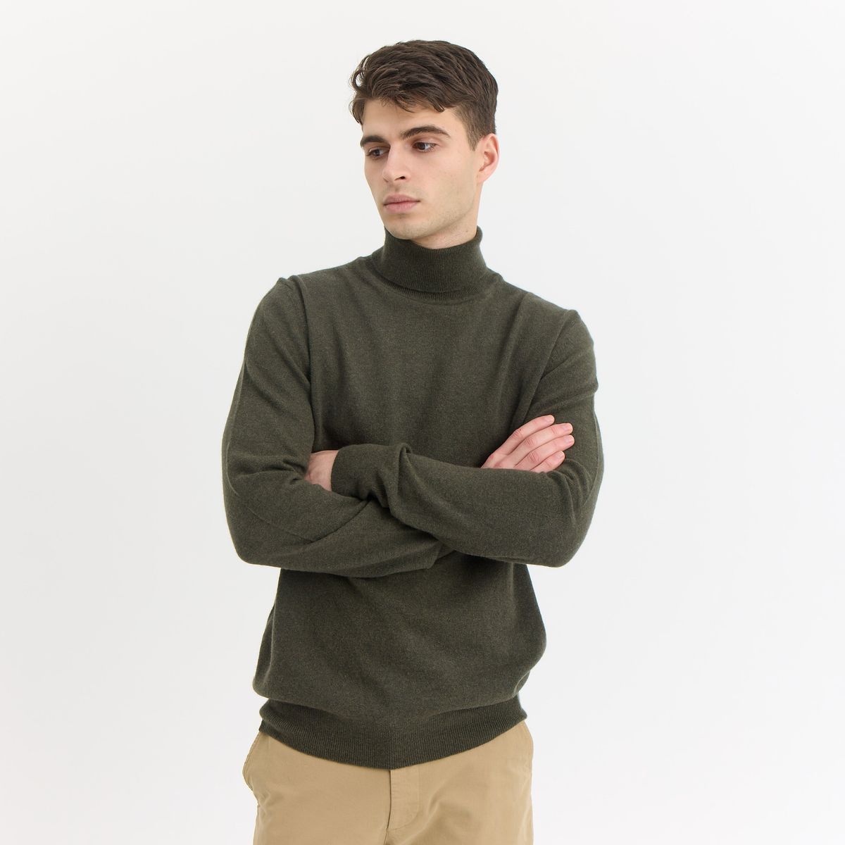 Elmo Wool Knit Rollneck - Russian Olive - L