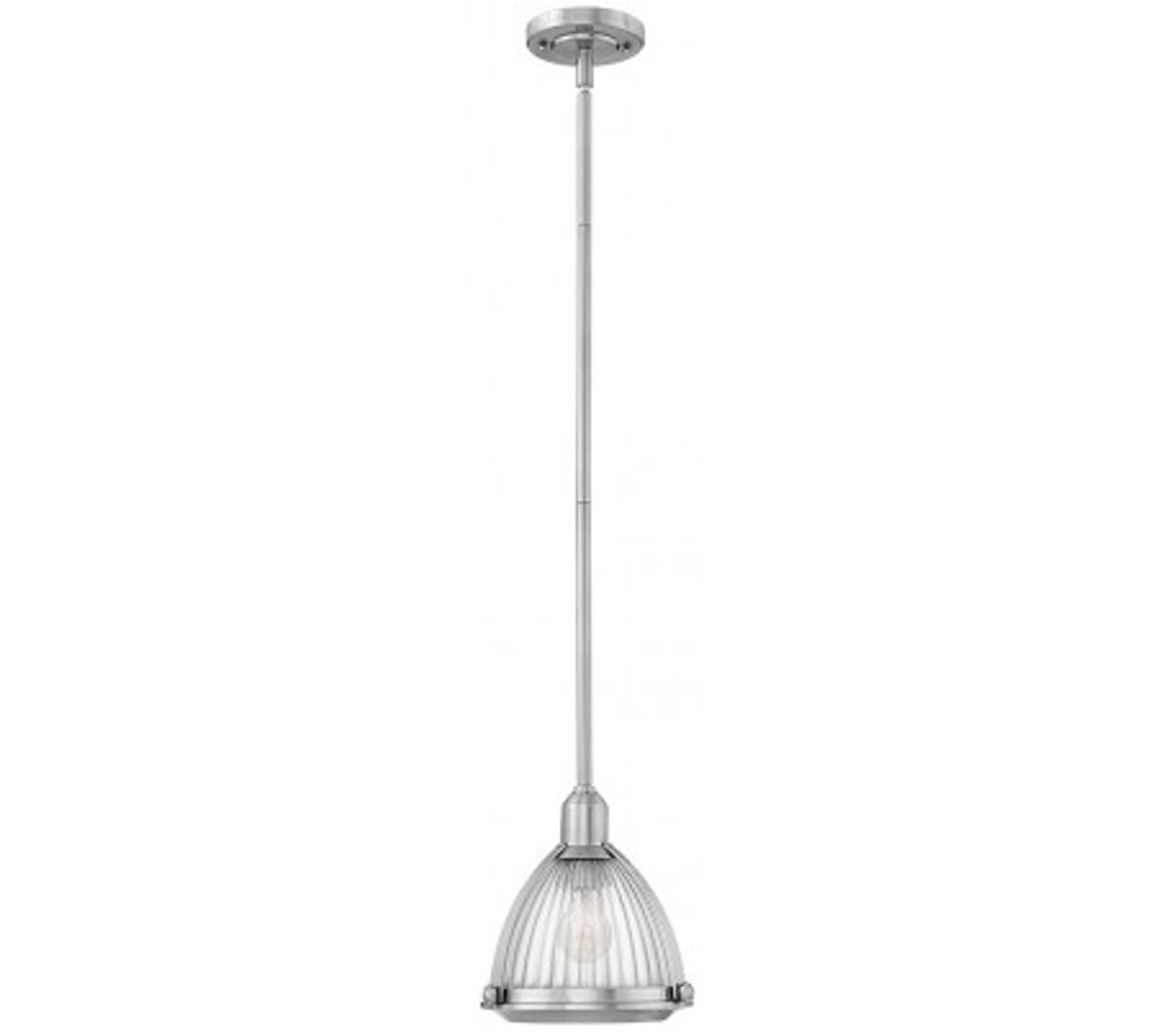 Elroy Loftlampe i stål og glas Ø24,8 cm 1 x E27 - Børstet nikkel/Klar rillet