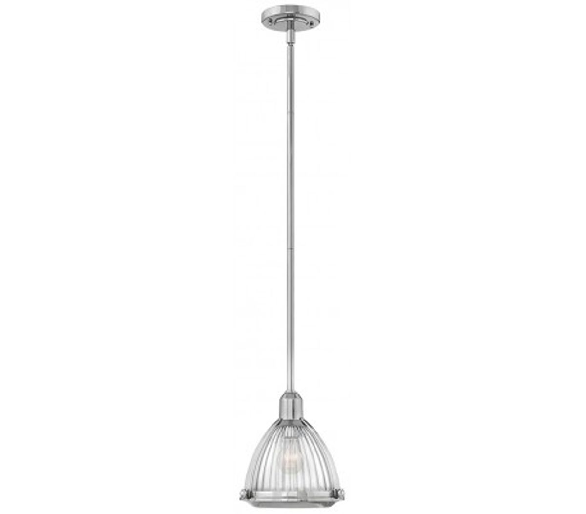 Elroy Loftlampe i stål og glas Ø24,8 cm 1 x E27 - Poleret nikkel/Klar rillet