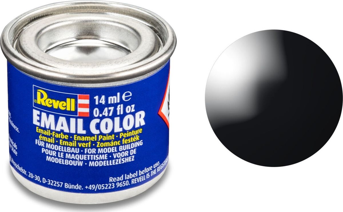 Emalje Maling Til Hobby - Revell - Black Gloss 14 Ml