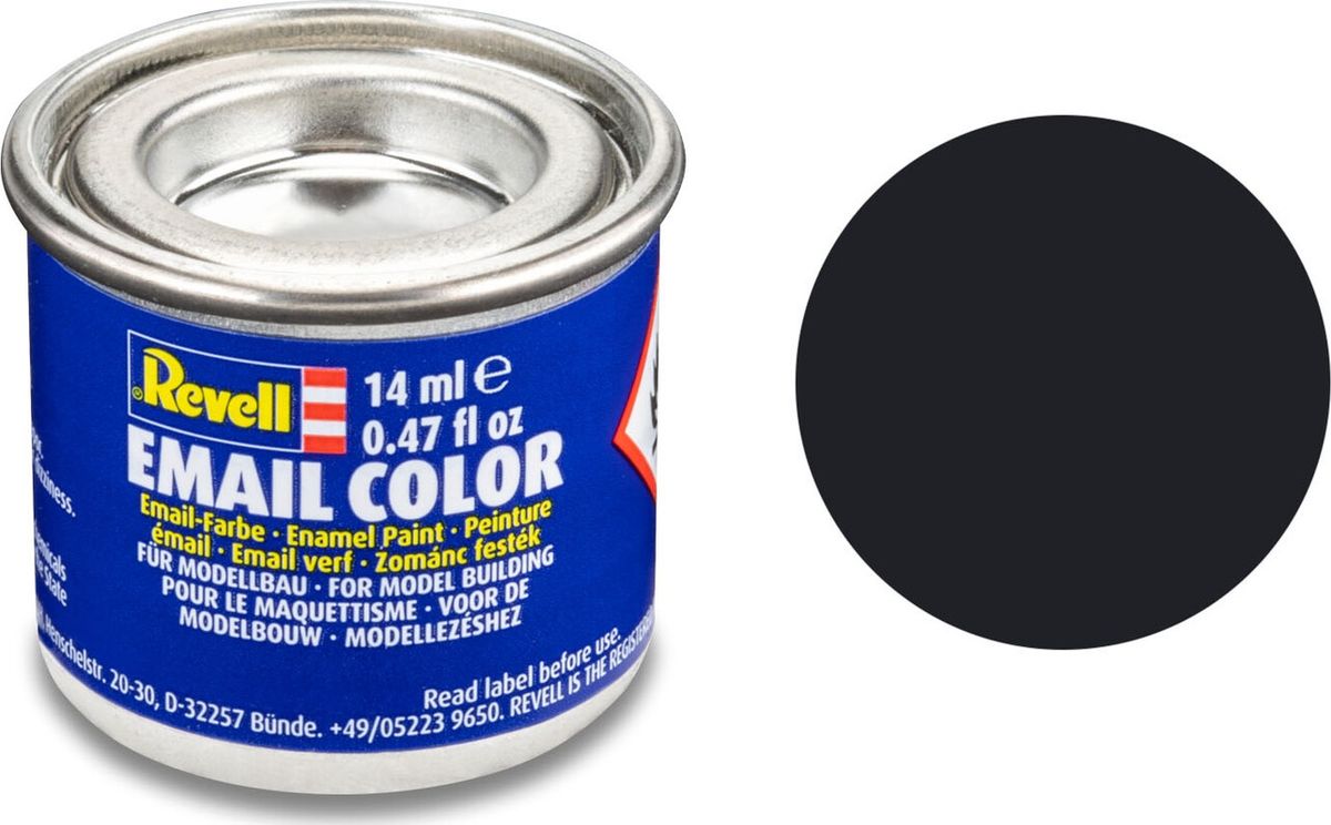 Emalje Maling Til Hobby - Revell - Black Mat 14 Ml