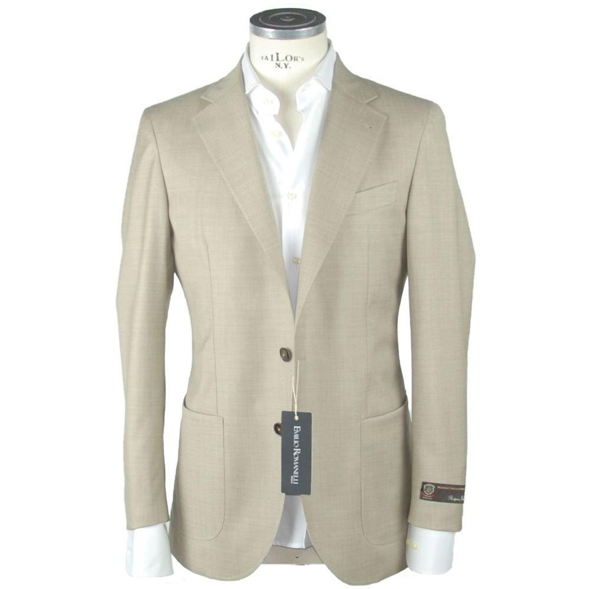 Emilio Romanelli Beige Wool Slim Blazer