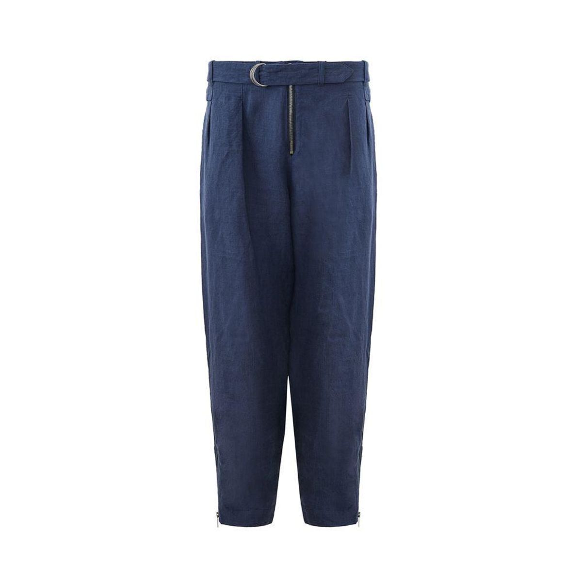 Emporio Armani Elegant Linen Blue Trousers for Herre