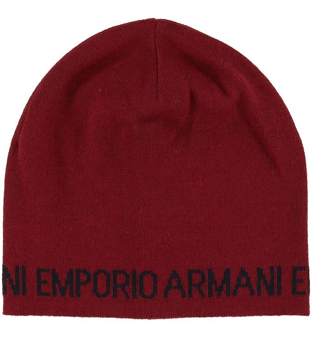 Emporio Armani Strikhue - Uld/Akryl - Mørk Rød m. Tekst