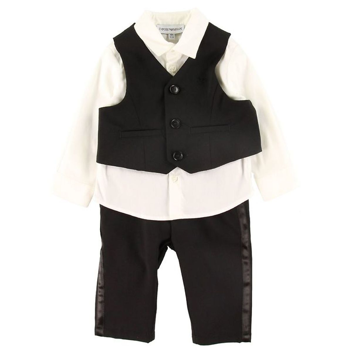 Emporio Armani Sæt - Skjorte/Vest/Bukser - Sort/Hvid