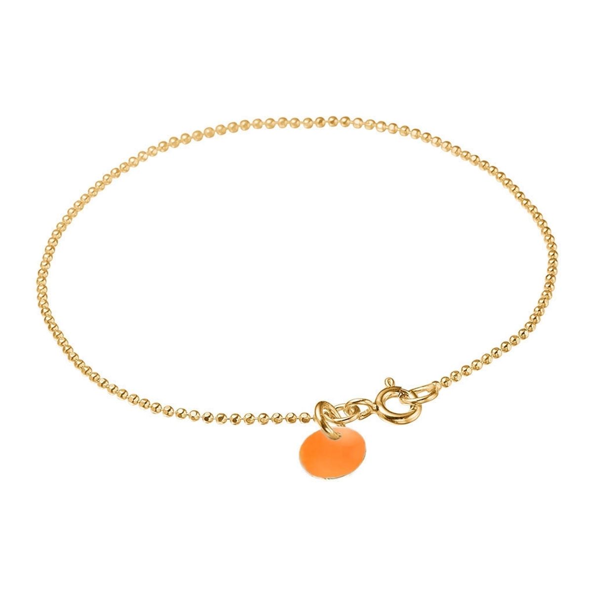 Enamel Ball Chain Forgyldt Sølv Armbånd med Apricot Vedhæng