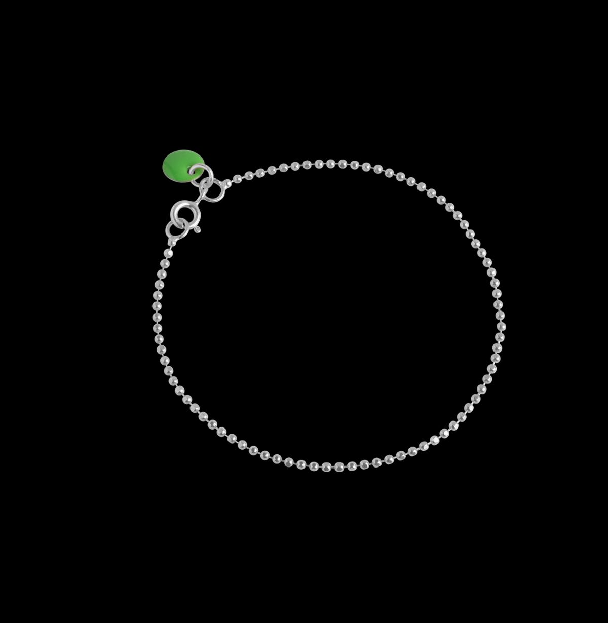 Enamel Ball Chain Green Sterling Sølv Armbånd med Emalje