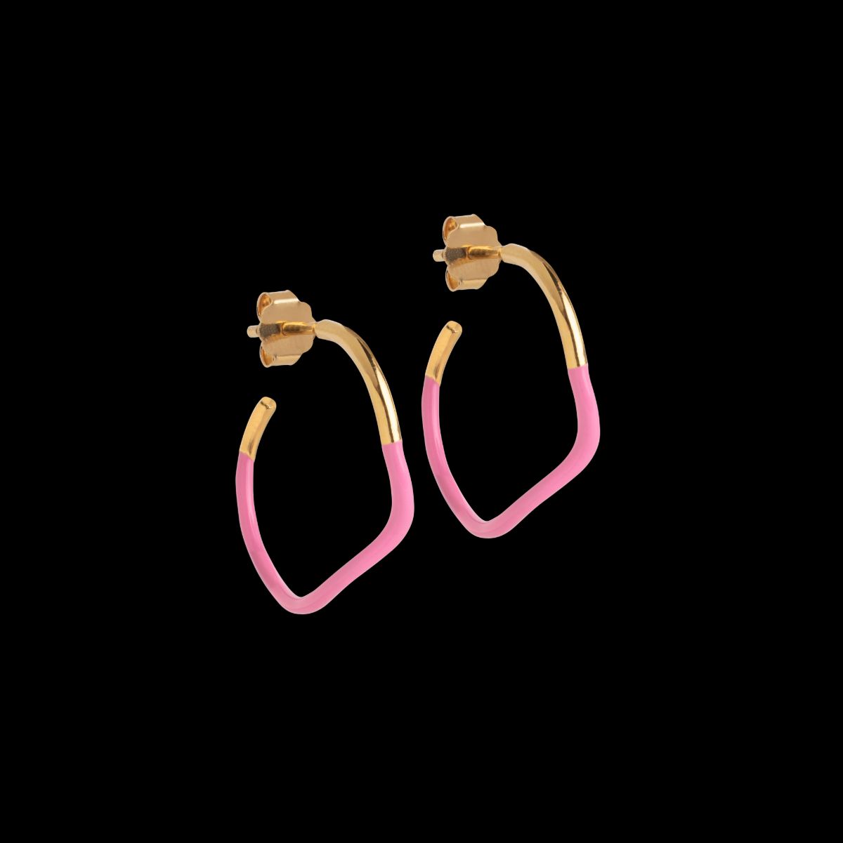 Enamel Sway Hoops Pink Forgyldt Sølv Øreringe med Emalje