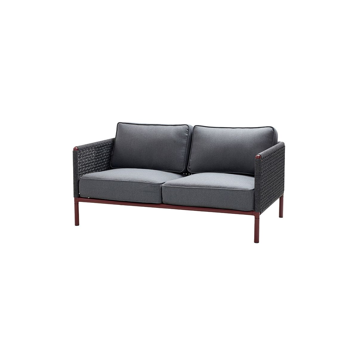 Encore 2-pers. Sofa, Soft Rope fra Cane-line (Bordeaux/Dark grey)