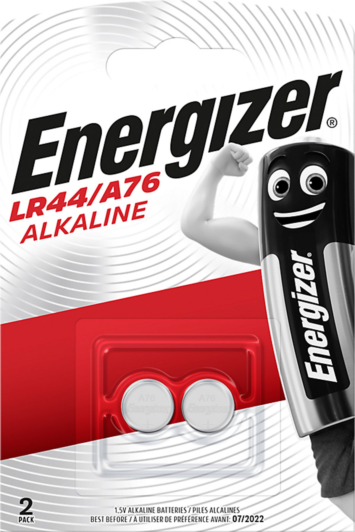 Energizer batteri 1,5V LR44/A76 alkaline - pakke a 2stk