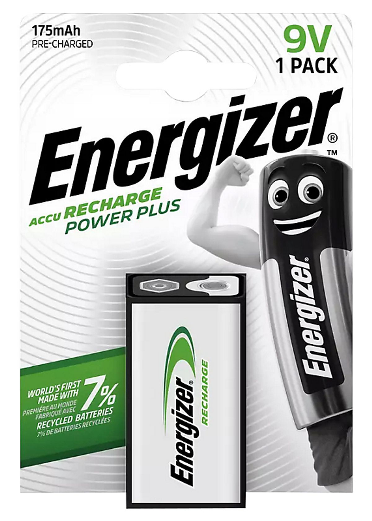 Energizer batteri 9V Genopladeligt, Recharge Power Plus, NH22 175mAh