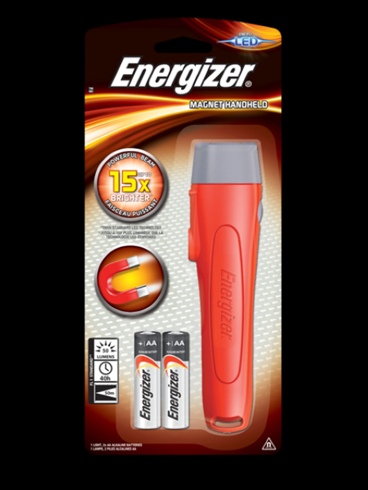 Energizer LED Magnet Handheld Lommelygte, inkl. 2 X AA Alkaline Batterier