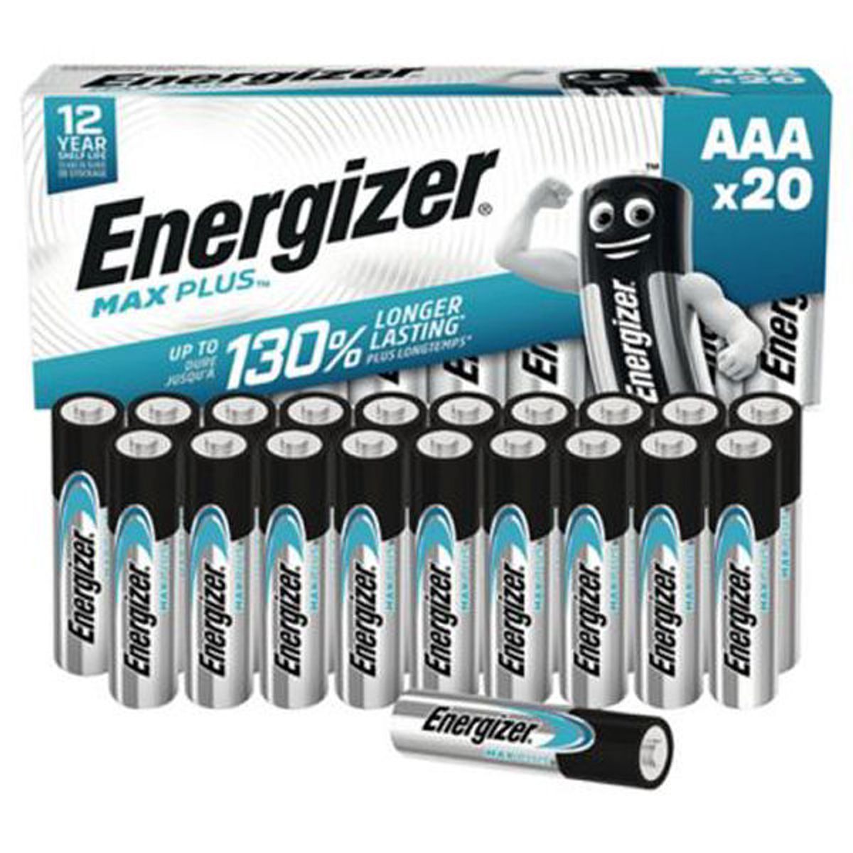 Energizer max plus batteri AAA LR03 1.5V alkaline 20 stk.