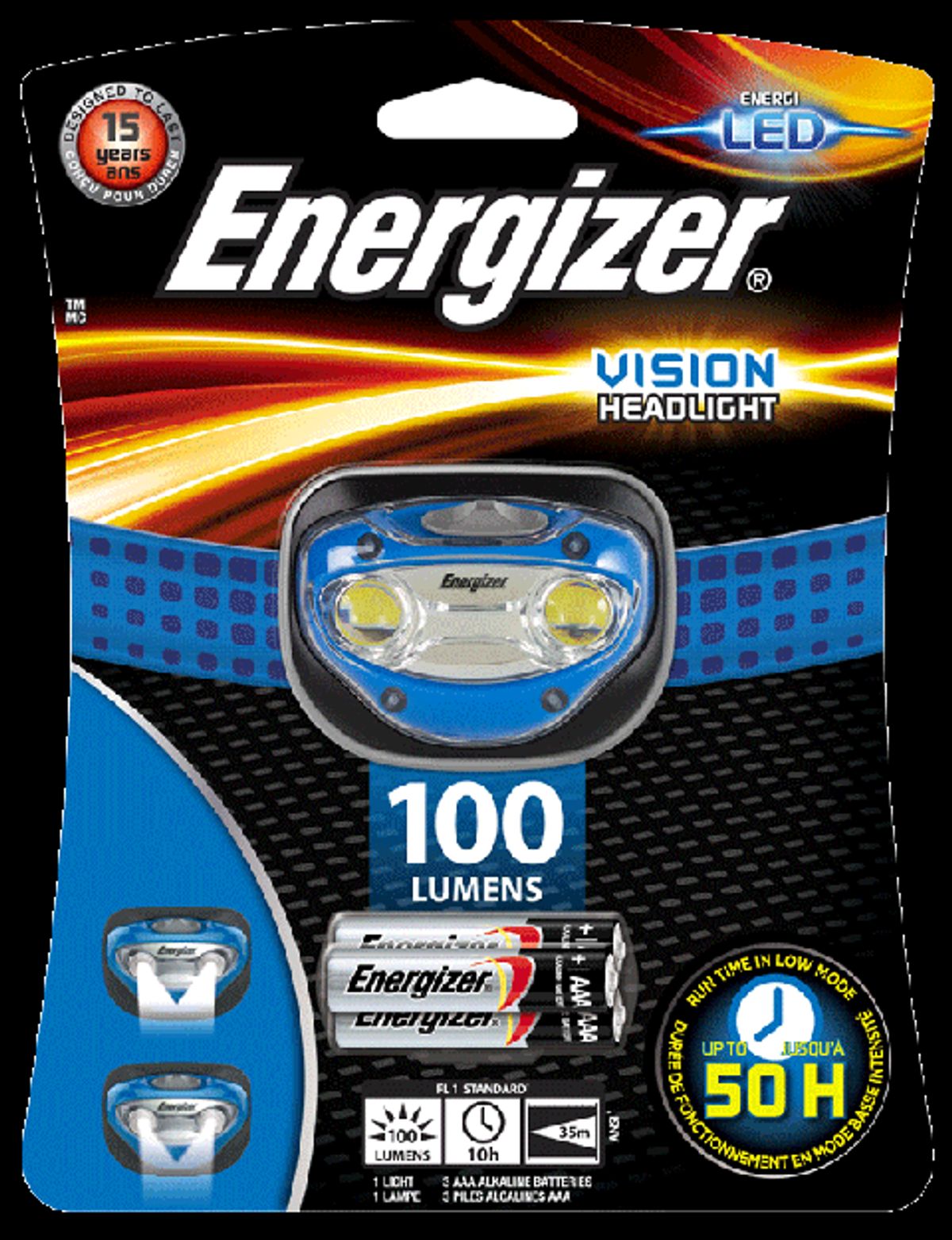 Energizer Pandelygte Vision inkl. 3 x AAA batterier