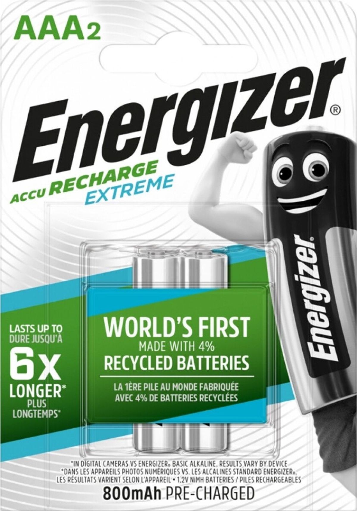 Energizer - Recharge Extreme Eco Aaa 800mah 2 Pack