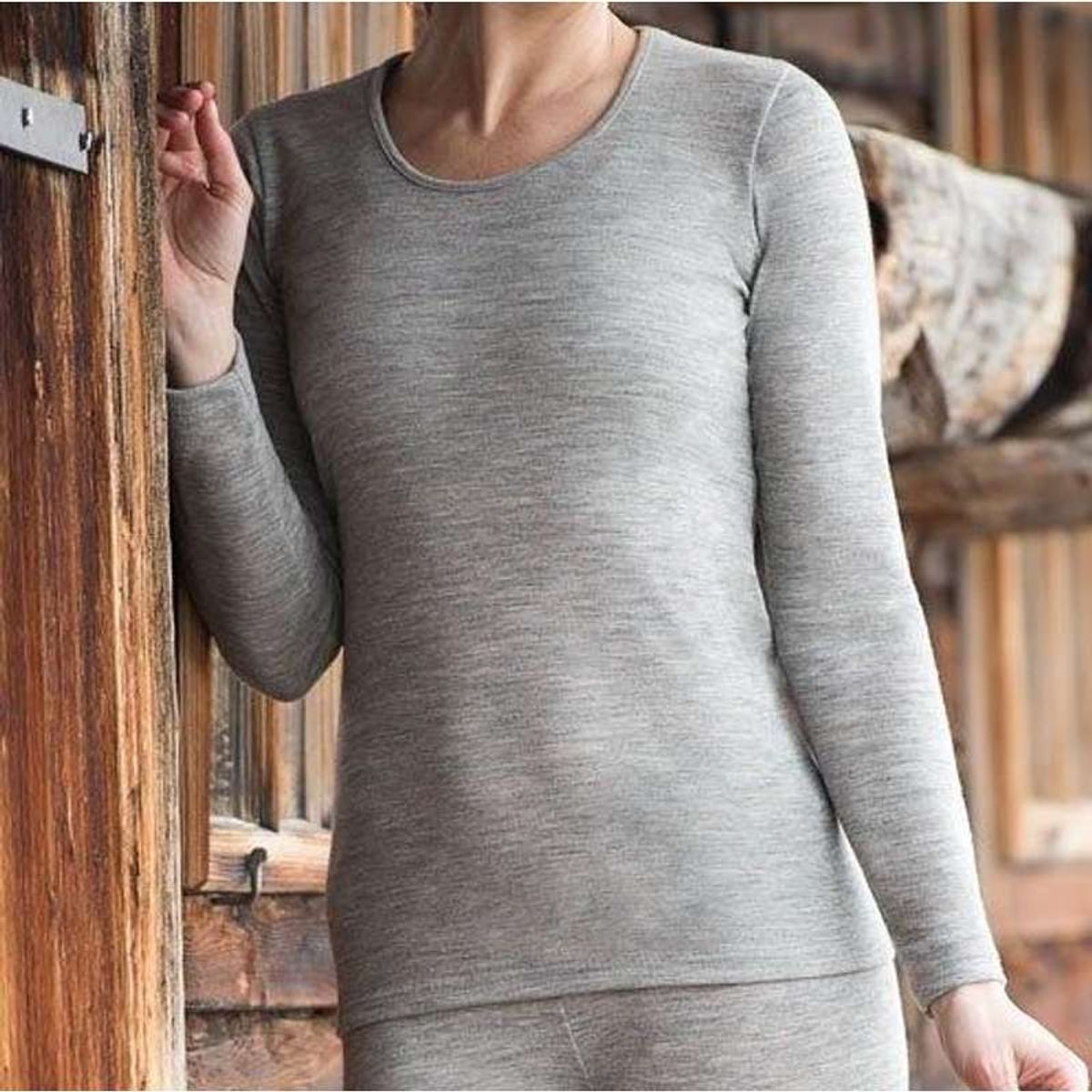 Engel Natur Bluse til Kvinder - Uld/Silke - Grey Melange