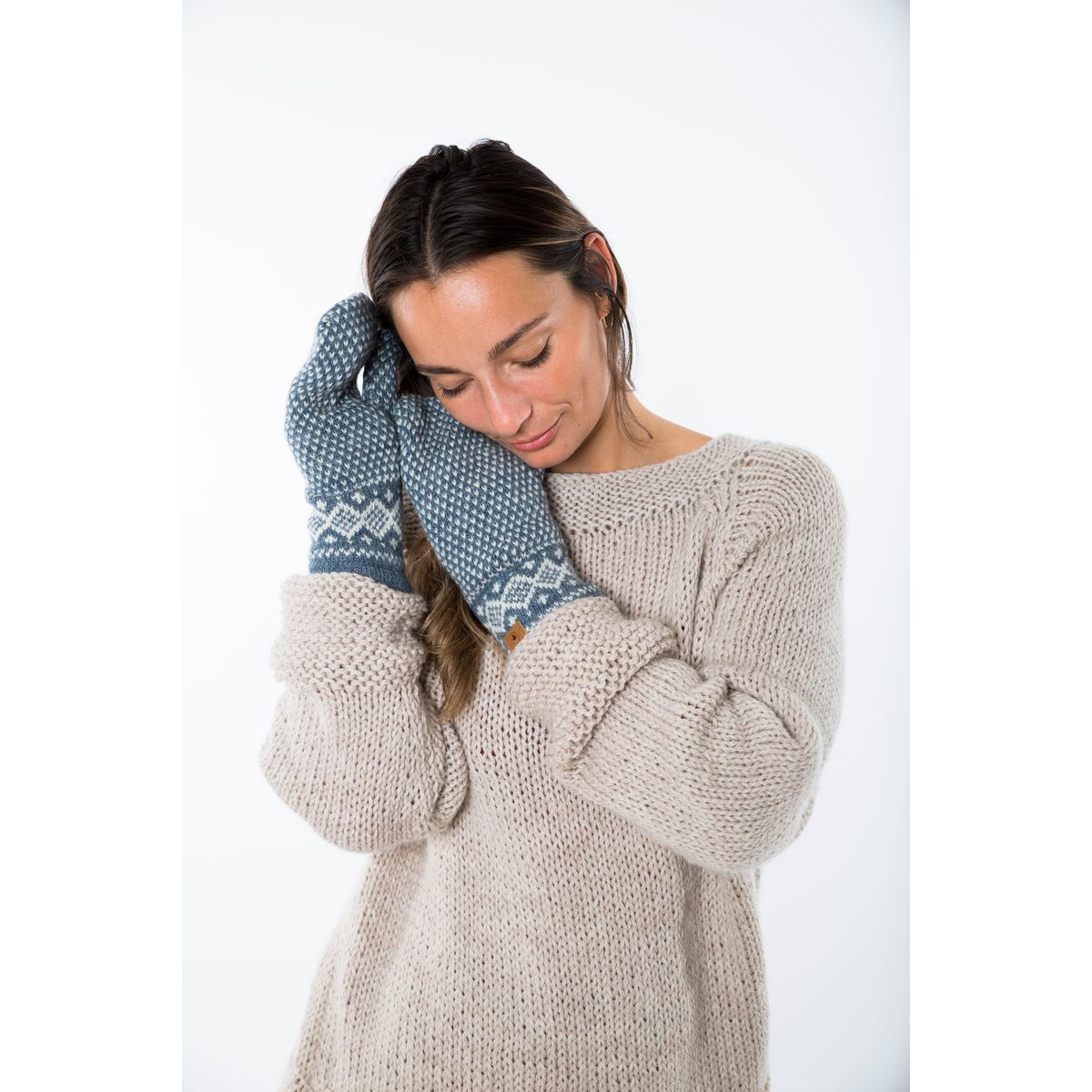 Enya Mittens - Fuza Wool - Silver Blue