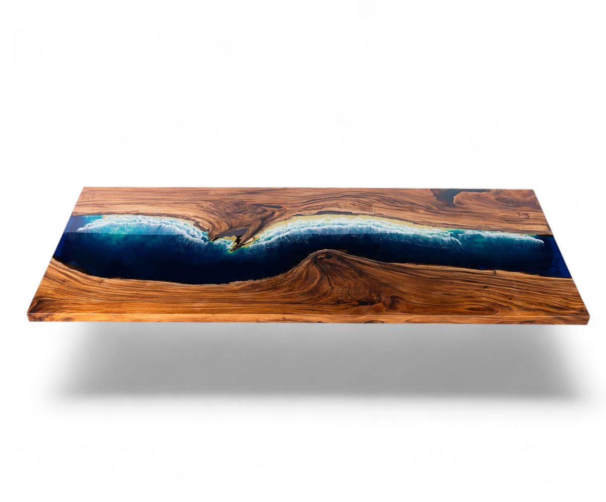 Epoxy Spisebord - Beachyriver 250x100cm