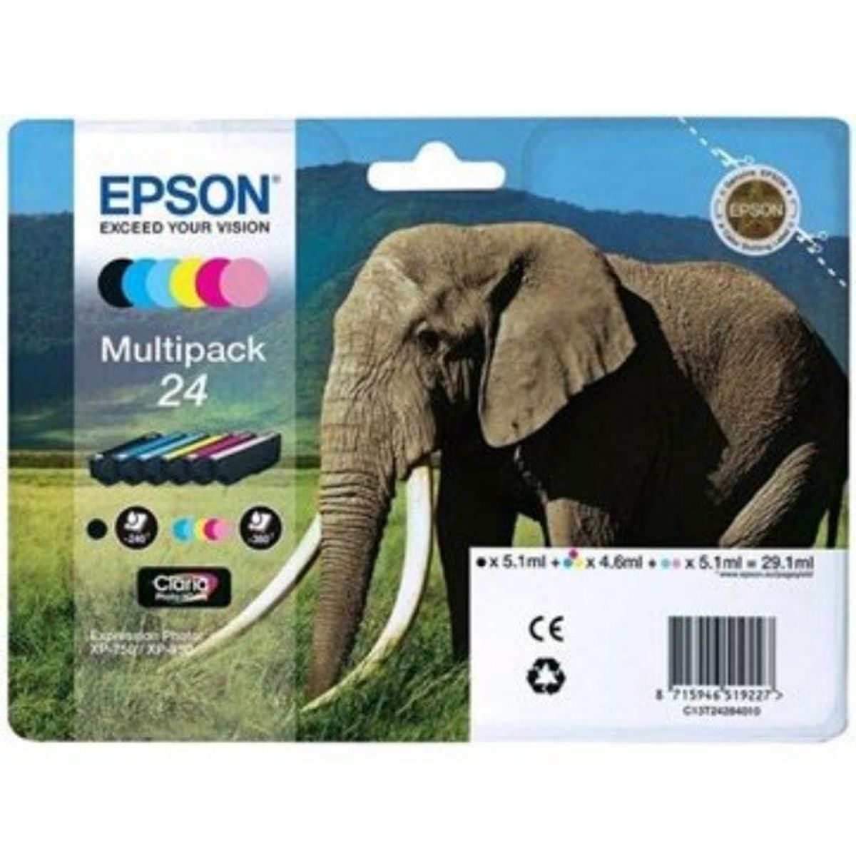 Epson 24 T2428 combo pack 6 stk - C13T24284011 blækpatron Original 29,1 ml