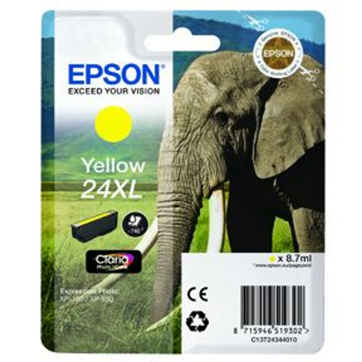 Epson 24XL T2434 Y - CC13T24344012 Original - Gul 8,7 ml