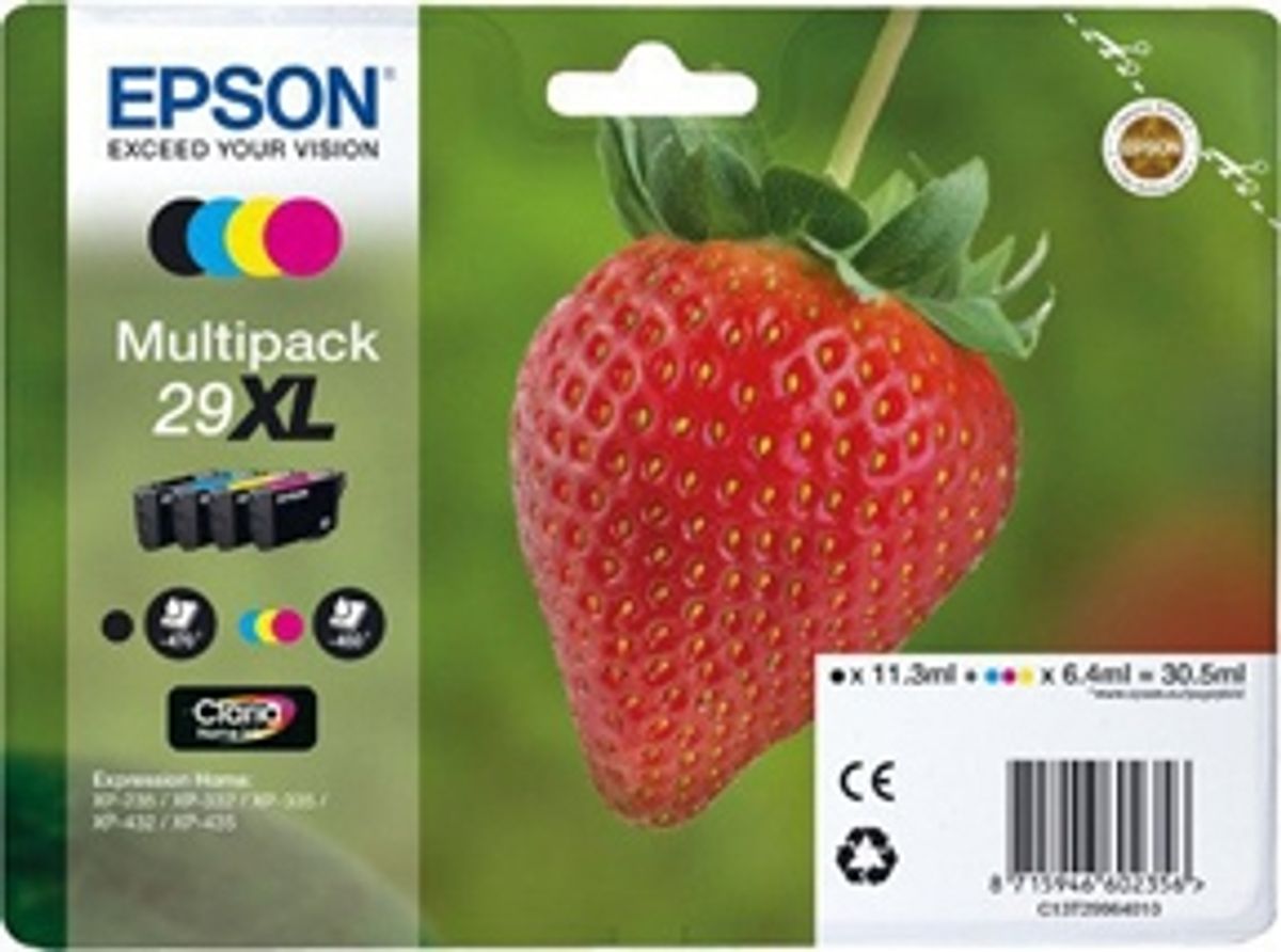 Epson 29 XL T2991-T2994 combo pack 4 stk blækpatron - C13T29964012 Original - C/M/Y/K 30,5 ml