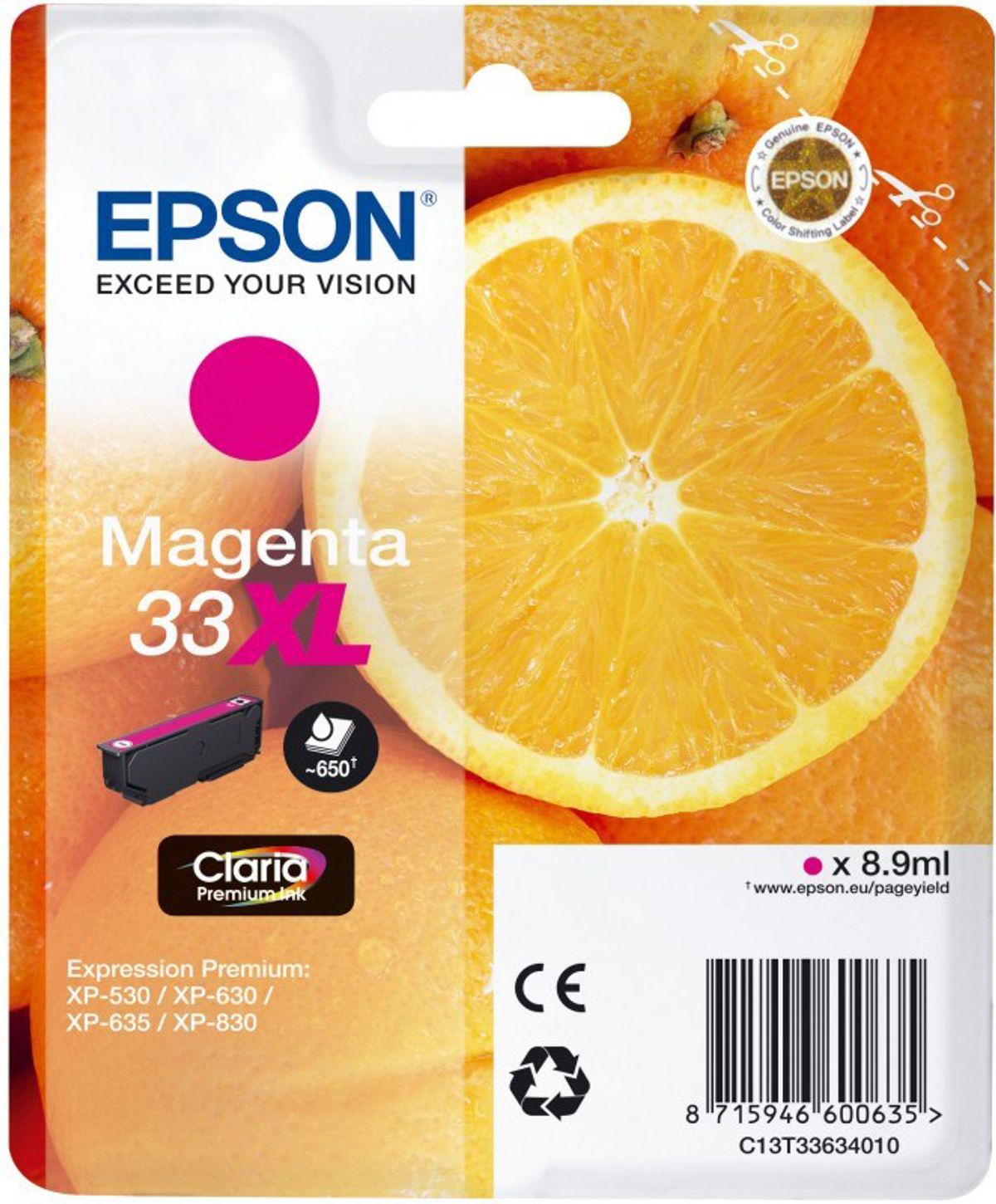 Epson 33XL T3363 M - C13T33634012 Original - Magenta 8,95 ml