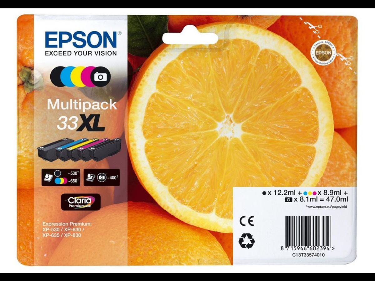 Epson Blæk 33xl Sampak 5 Farver